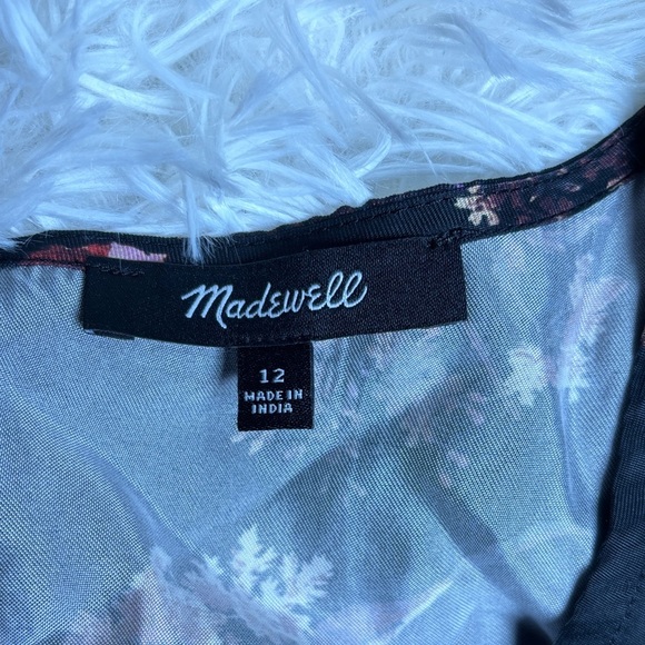 Madewell Wide V-Neck Midi Dress Floral Black - Picture 6 of 9